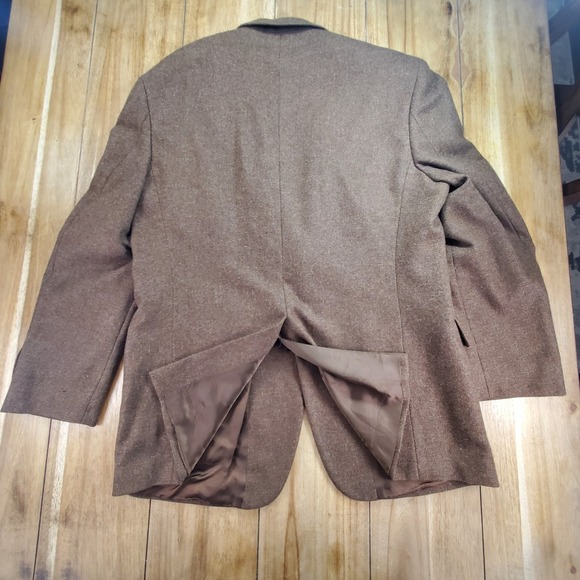 VTG Brooks Brothers Loro Piana Cashmere Blazer Mens 43R Brown Coarsehair Italy - Picture 3 of 13